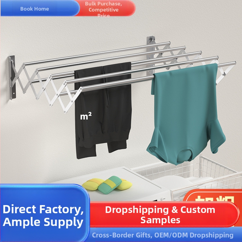 Piiriülene nähtamatu kuivatusresti varras seinale riputatav kokkupandav rõdu teleskoopiline laheakna kuivatusrest roostevabast terasest teleskooprätikuhoidja