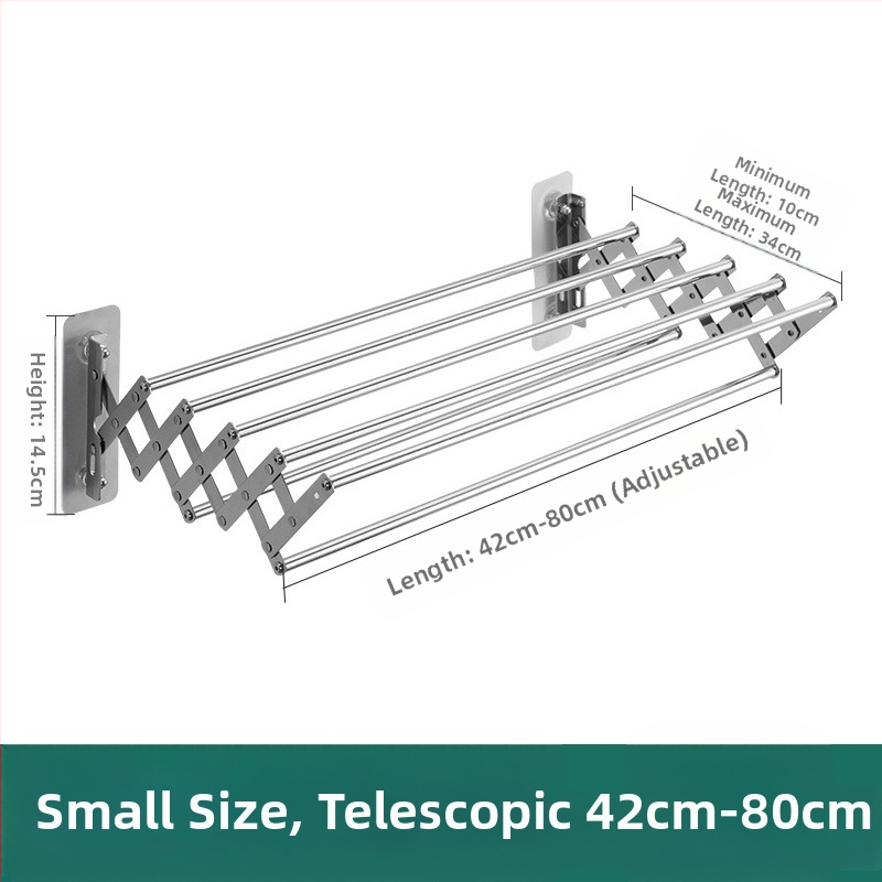Piiriülene nähtamatu kuivatusresti varras seinale riputatav kokkupandav rõdu teleskoopiline laheakna kuivatusrest roostevabast terasest teleskooprätikuhoidja