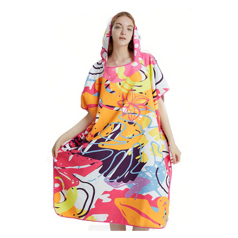 Piiriülene kuummüük lillelise kapuutsiga pesu kiiresti kuivav rätik mantli hommikumantel rannarätik vann basseinirätik hulgimüük