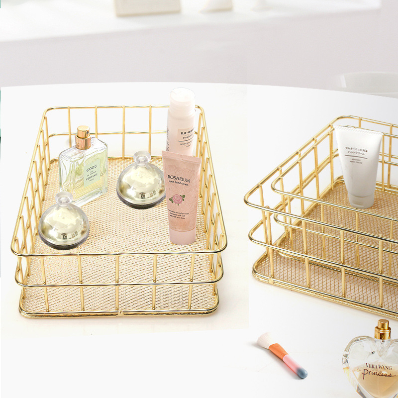 Проста, лека, луксозна желязна кошница за съхранение, метална настолна кошница с мрежесто дъно, кошница за съхранение, креативна метална кошница за съхранение