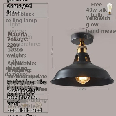 Ameerika industriaalses stiilis loft-tüüpi maalähedased retrolambid esiku vahekäigu lamp söögitoa magamistoa koridori ühe peaga laelamp