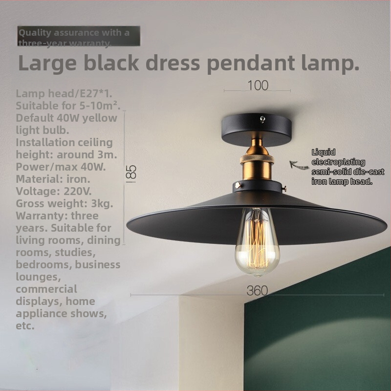 loft americký industriálny štýl vidiecky retro lampy chodba ulička lampa jedáleň spálňa chodba stropná lampa s jednou hlavou