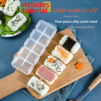 Sõjalaeva sushivorm Viie lüliga sushitööriistad Riisigrupp Porphyra Wrap riisivorm Jaapani köök Käeshoitav sushi