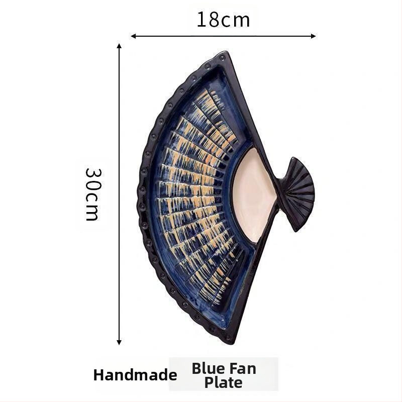 Interneti tähistaja pelmeenitaldrik äädikaga, loominguline keraamiline dielektriline taldrik, Jaapani käsitsi maalitud sushitaldrik, lehvikukujuline suupistetaldrik