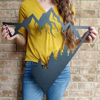 Силует на гора доставка трансгранично три горски стенни декорации независима станция метално стенно изкуство геометричен планински лазер