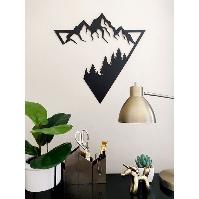 Силует на гора доставка трансгранично три горски стенни декорации независима станция метално стенно изкуство геометричен планински лазер