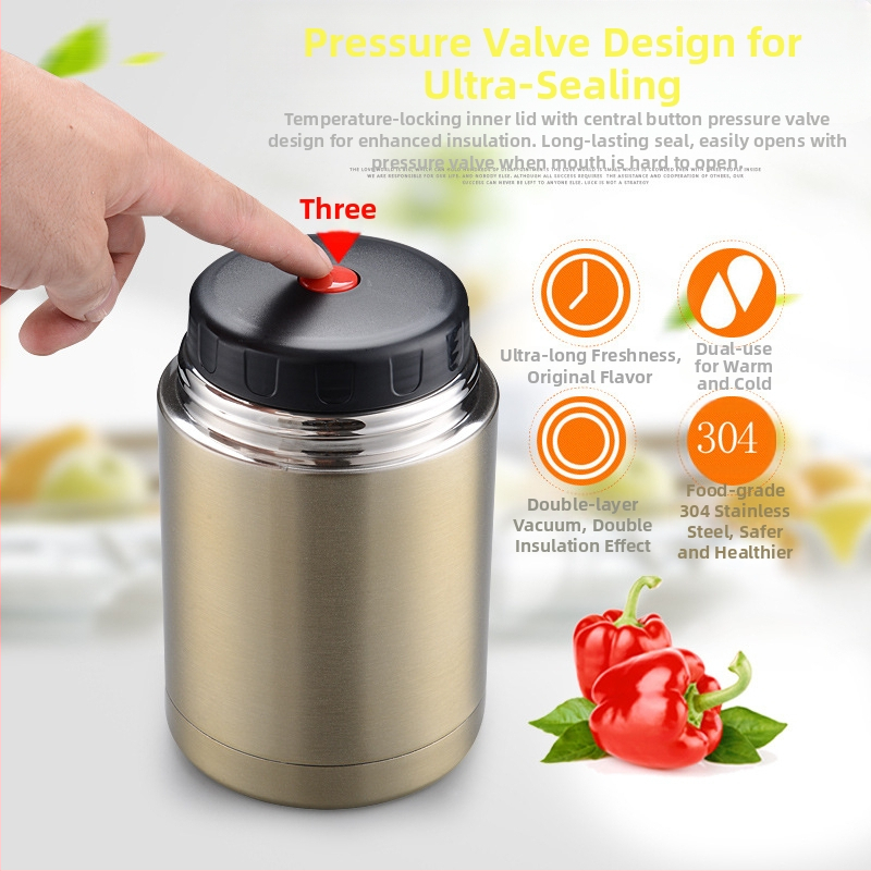 Задушена тенджера от неръждаема стомана, вакуумна изолация, креативна термо чаша с голям капацитет, кутия за обяд с овесена каша