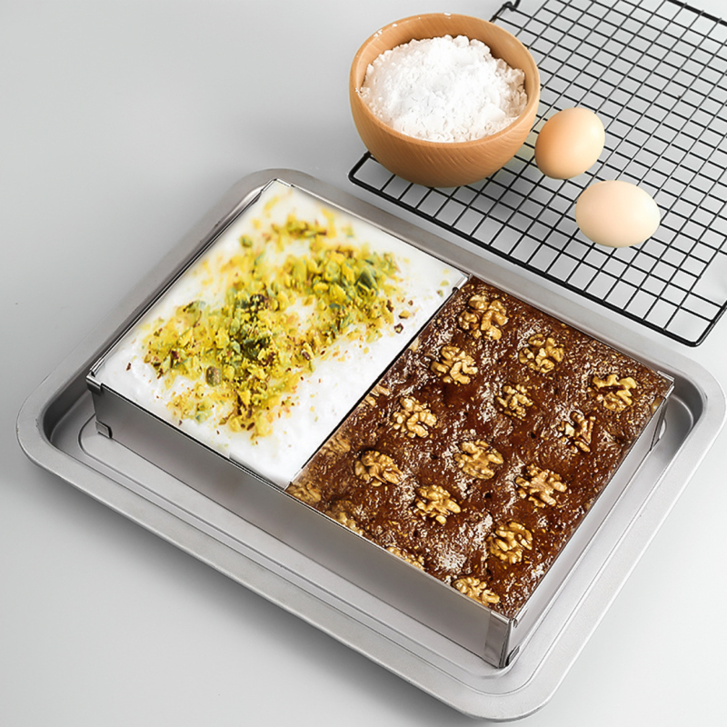 Трансграничен на склад от неръждаема стомана, мус пръстен правоъгълен регулируем телескопичен ръб форма за торта кухненски инструмент за печене
