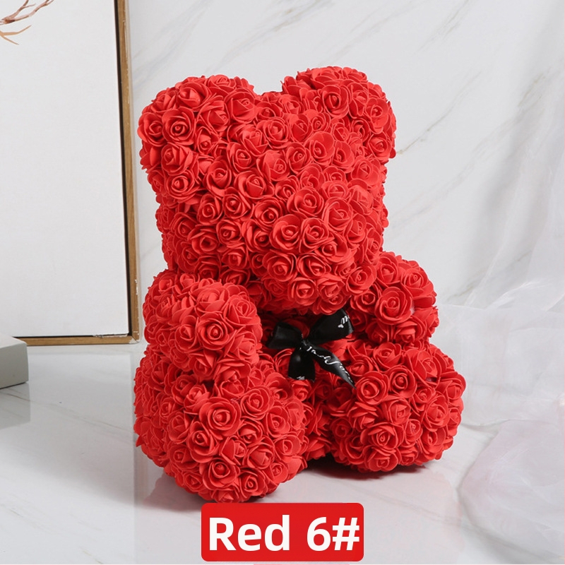 Rožinis lokys, konservuota gėlė, Valentino dienos imitacinė gėlių dovana, Pe lokio gimtadienio dovana, rožių burbulinė meška, užsienio prekyba, didmeninė prekyba