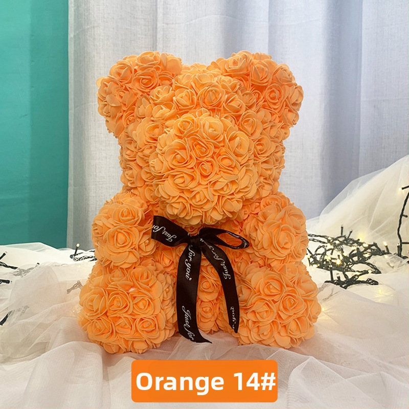 Rožinis lokys, konservuota gėlė, Valentino dienos imitacinė gėlių dovana, Pe lokio gimtadienio dovana, rožių burbulinė meška, užsienio prekyba, didmeninė prekyba