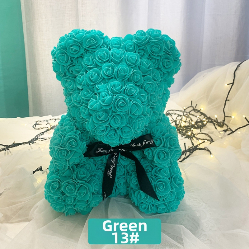 Rožinis lokys, konservuota gėlė, Valentino dienos imitacinė gėlių dovana, Pe lokio gimtadienio dovana, rožių burbulinė meška, užsienio prekyba, didmeninė prekyba