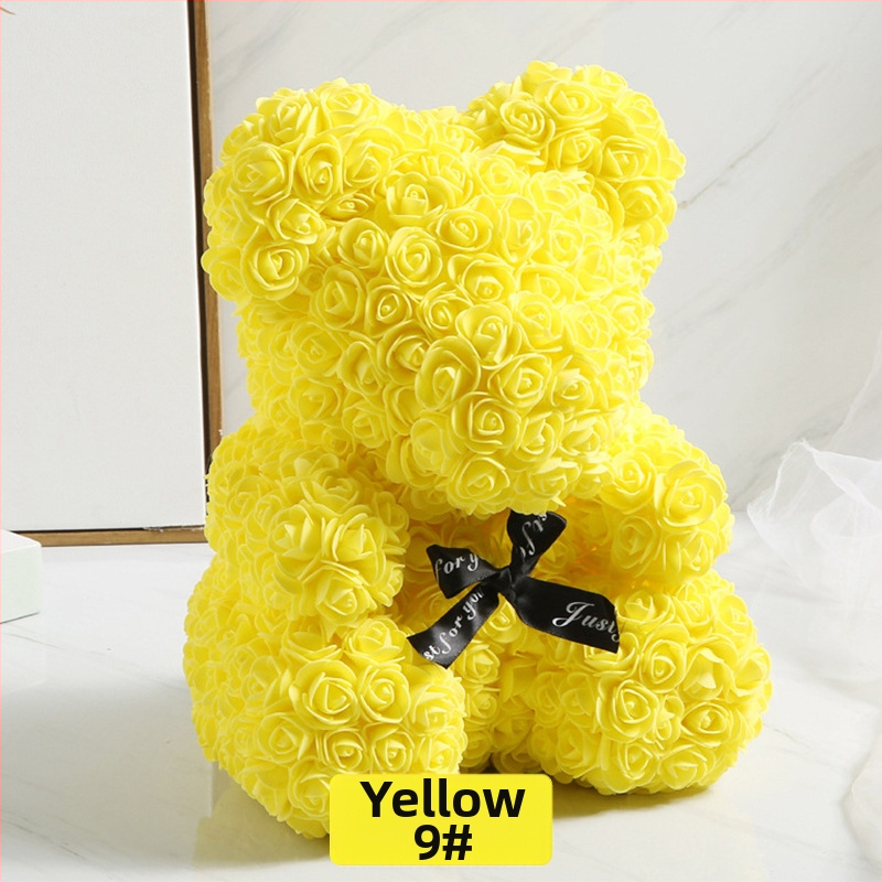 Rožinis lokys, konservuota gėlė, Valentino dienos imitacinė gėlių dovana, Pe lokio gimtadienio dovana, rožių burbulinė meška, užsienio prekyba, didmeninė prekyba