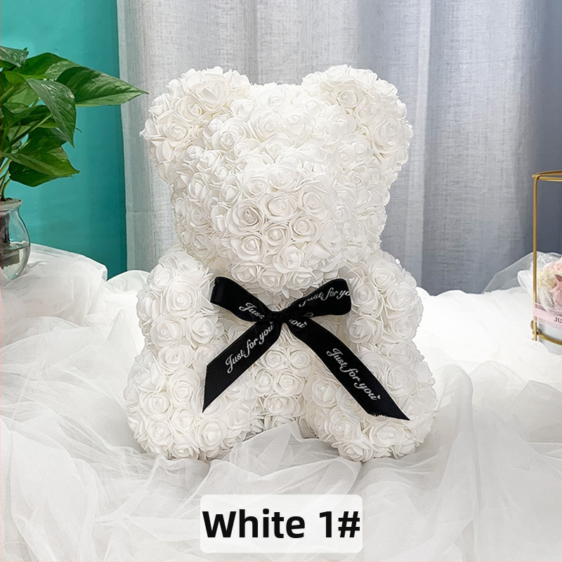 Rožinis lokys, konservuota gėlė, Valentino dienos imitacinė gėlių dovana, Pe lokio gimtadienio dovana, rožių burbulinė meška, užsienio prekyba, didmeninė prekyba