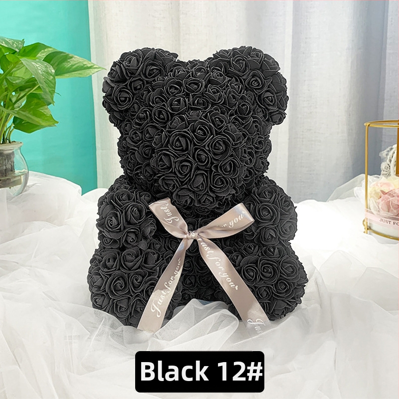 Rožinis lokys, konservuota gėlė, Valentino dienos imitacinė gėlių dovana, Pe lokio gimtadienio dovana, rožių burbulinė meška, užsienio prekyba, didmeninė prekyba