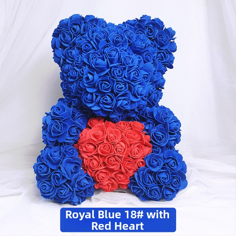 Rožinis lokys, konservuota gėlė, Valentino dienos imitacinė gėlių dovana, Pe lokio gimtadienio dovana, rožių burbulinė meška, užsienio prekyba, didmeninė prekyba