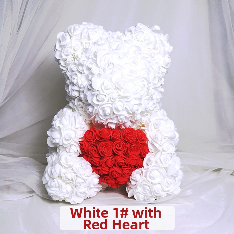 Rožinis lokys, konservuota gėlė, Valentino dienos imitacinė gėlių dovana, Pe lokio gimtadienio dovana, rožių burbulinė meška, užsienio prekyba, didmeninė prekyba