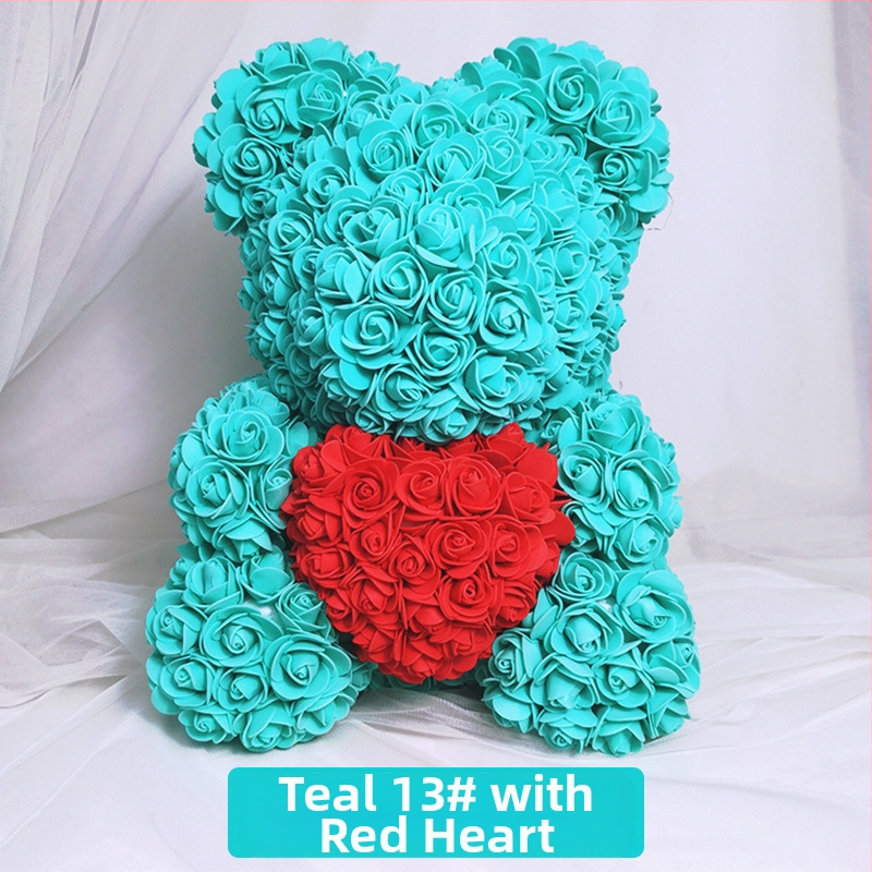 Rožinis lokys, konservuota gėlė, Valentino dienos imitacinė gėlių dovana, Pe lokio gimtadienio dovana, rožių burbulinė meška, užsienio prekyba, didmeninė prekyba