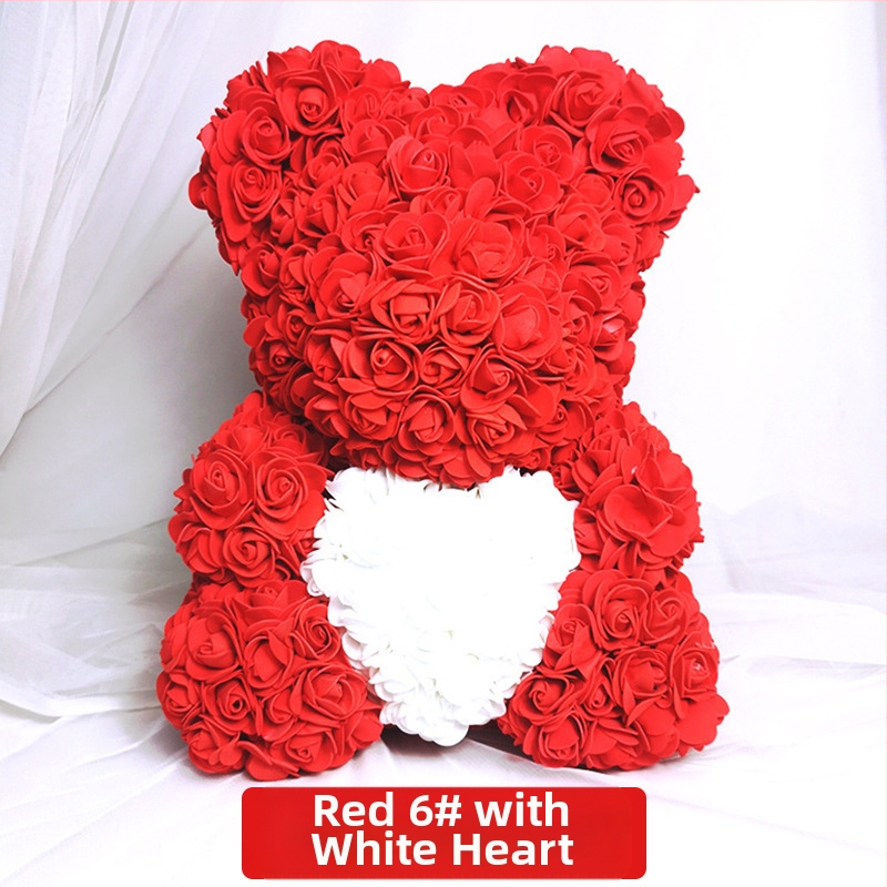 Rožinis lokys, konservuota gėlė, Valentino dienos imitacinė gėlių dovana, Pe lokio gimtadienio dovana, rožių burbulinė meška, užsienio prekyba, didmeninė prekyba