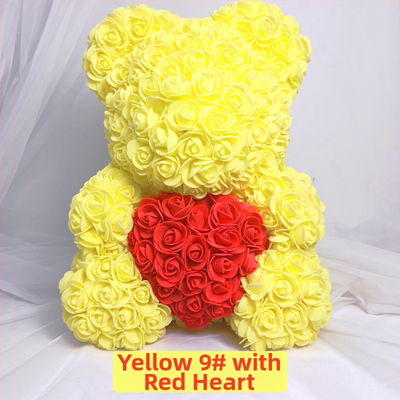 Rožinis lokys, konservuota gėlė, Valentino dienos imitacinė gėlių dovana, Pe lokio gimtadienio dovana, rožių burbulinė meška, užsienio prekyba, didmeninė prekyba