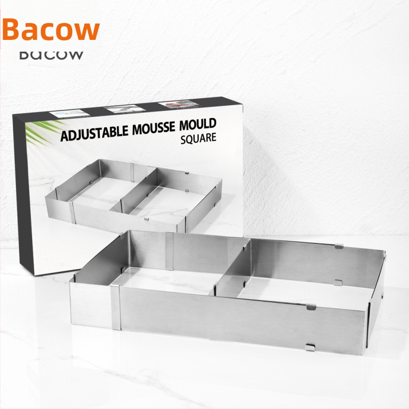 Kalup za pečenje, kalup za torte, prsten za mousse od nehrđajućeg čelika, kalup za torte, teleskopski pravokutni podesivi prsten za mousse