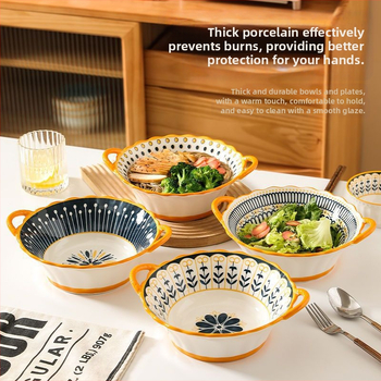 Interneti-punane kauss majapidamises koheselt puhas kauss topeltkõrvakauss loominguline kõrvamagustoidukauss lihtne riisikauss keraamilised lauanõud