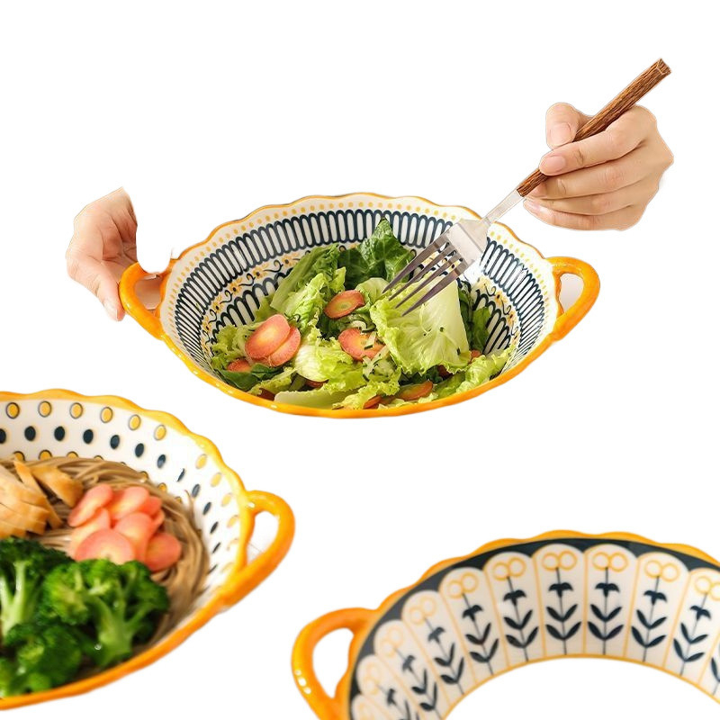 Interneti-punane kauss majapidamises koheselt puhas kauss topeltkõrvakauss loominguline kõrvamagustoidukauss lihtne riisikauss keraamilised lauanõud