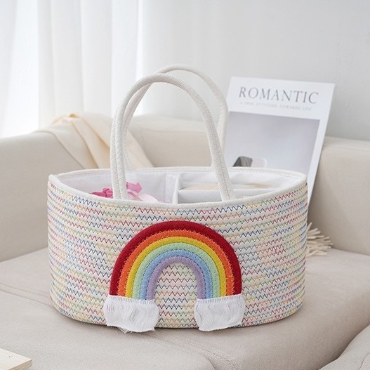 Кошница за съхранение с памучно въже, изработена от букви, на едро, подвижна вътрешна кошница за сухо и мокро разделяне, преносима кошница за съхранение