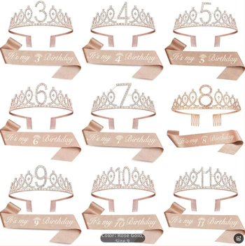 „Amazon TEMU Princess Cross-border Hot-Style“ išskirtinis tiekimas 3–10 metų gimtadienio karūnėlių rinkinys, paruoštas urmu