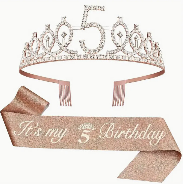 „Amazon TEMU Princess Cross-border Hot-Style“ išskirtinis tiekimas 3–10 metų gimtadienio karūnėlių rinkinys, paruoštas urmu