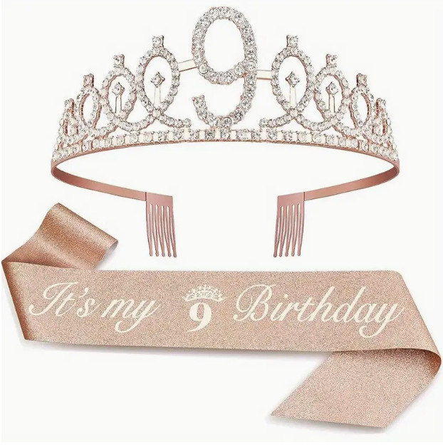 „Amazon TEMU Princess Cross-border Hot-Style“ išskirtinis tiekimas 3–10 metų gimtadienio karūnėlių rinkinys, paruoštas urmu