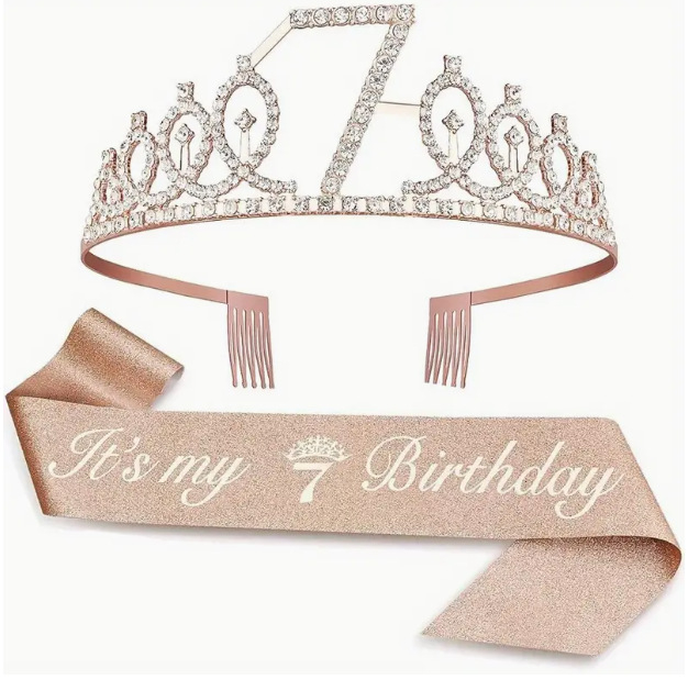 „Amazon TEMU Princess Cross-border Hot-Style“ išskirtinis tiekimas 3–10 metų gimtadienio karūnėlių rinkinys, paruoštas urmu