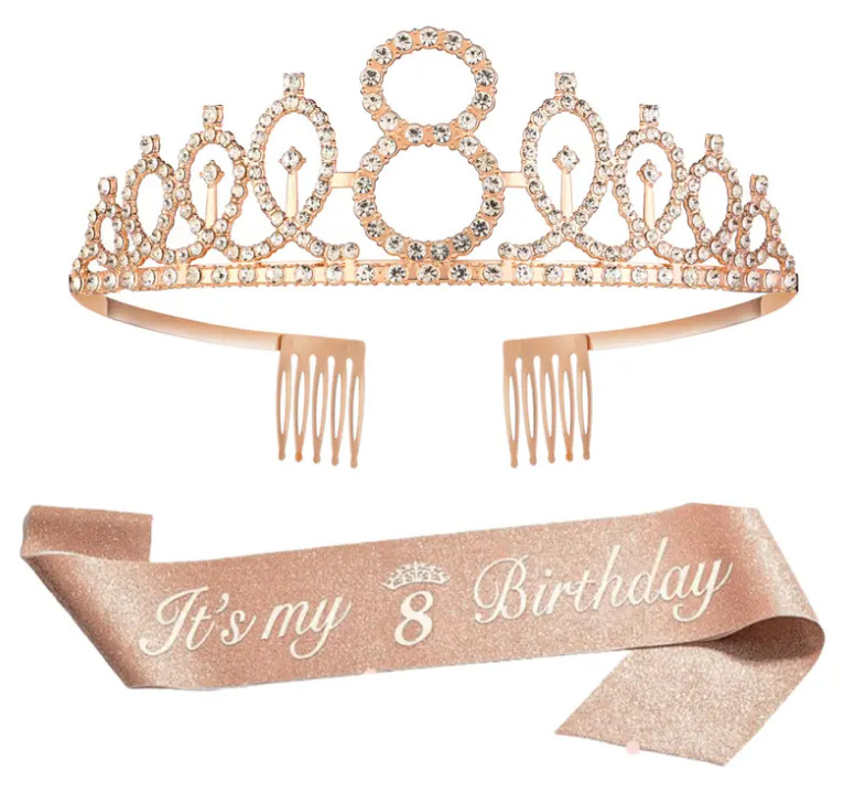 „Amazon TEMU Princess Cross-border Hot-Style“ išskirtinis tiekimas 3–10 metų gimtadienio karūnėlių rinkinys, paruoštas urmu