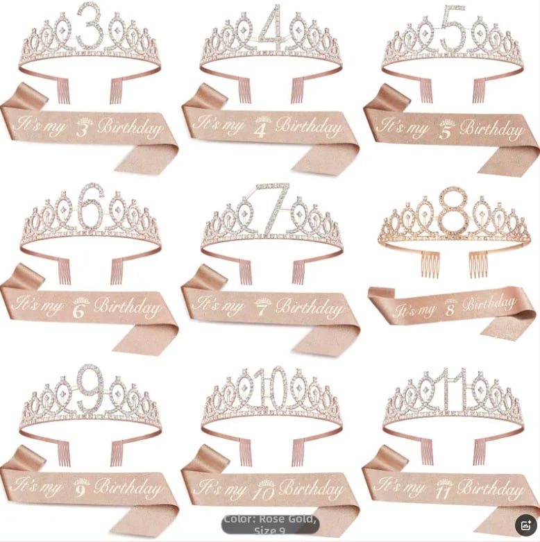 Set coroane de ziua de naștere Amazon TEMU Princess, stil fierbinte, exclusiv, stoc en-gros