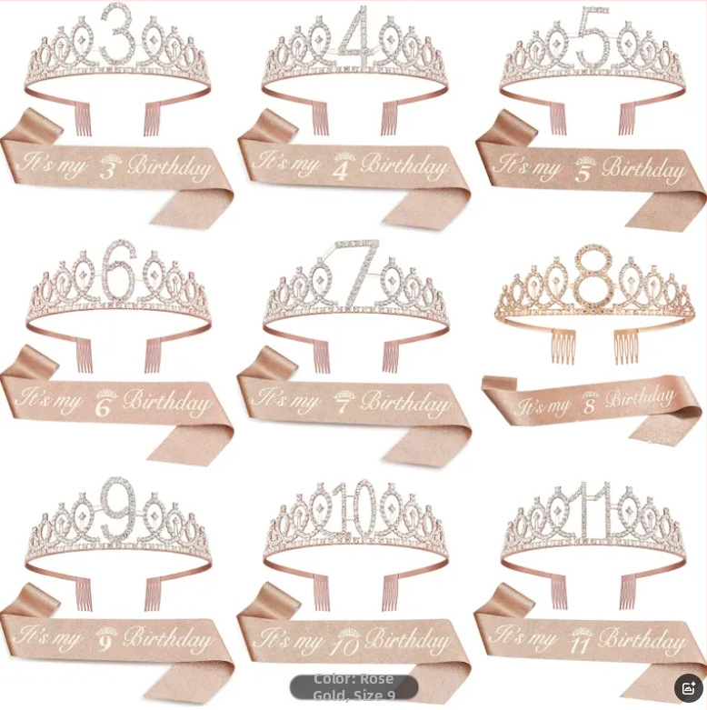 „Amazon TEMU Princess Cross-border Hot-Style“ išskirtinis tiekimas 3–10 metų gimtadienio karūnėlių rinkinys, paruoštas urmu