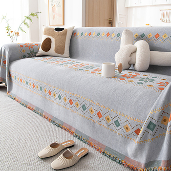 Универсален калъф за диван в кремав стил, еднокомпонентен, универсален, за четири сезона, висококачествен плат, кърпа за диван, против надраскване от котка