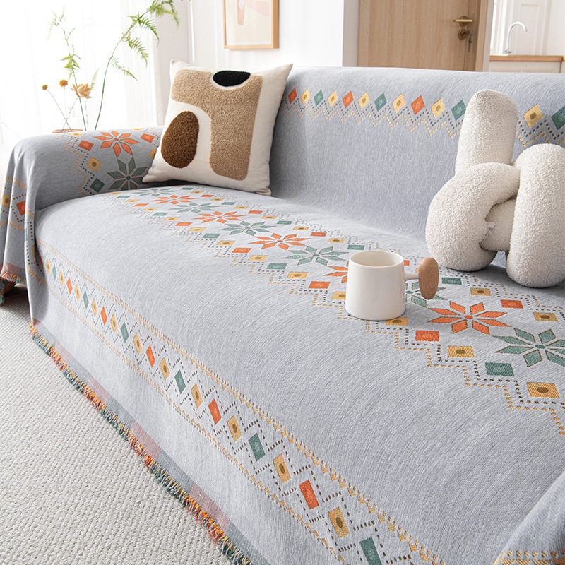 Универсален калъф за диван в кремав стил, еднокомпонентен, универсален, за четири сезона, висококачествен плат, кърпа за диван, против надраскване от котка