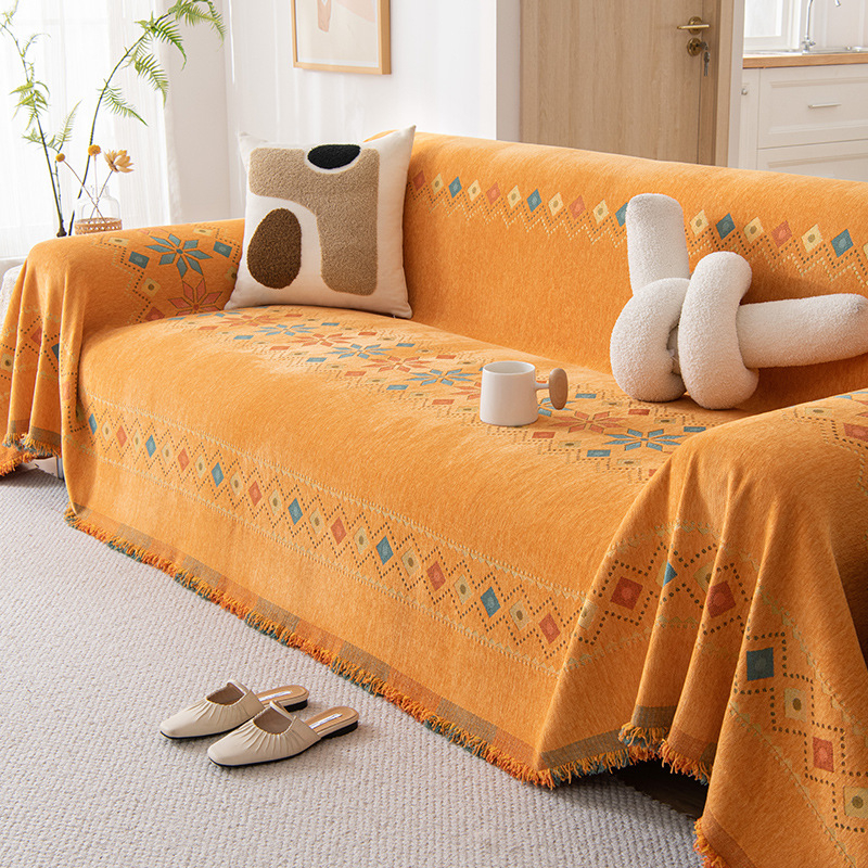 Универсален калъф за диван в кремав стил, еднокомпонентен, универсален, за четири сезона, висококачествен плат, кърпа за диван, против надраскване от котка