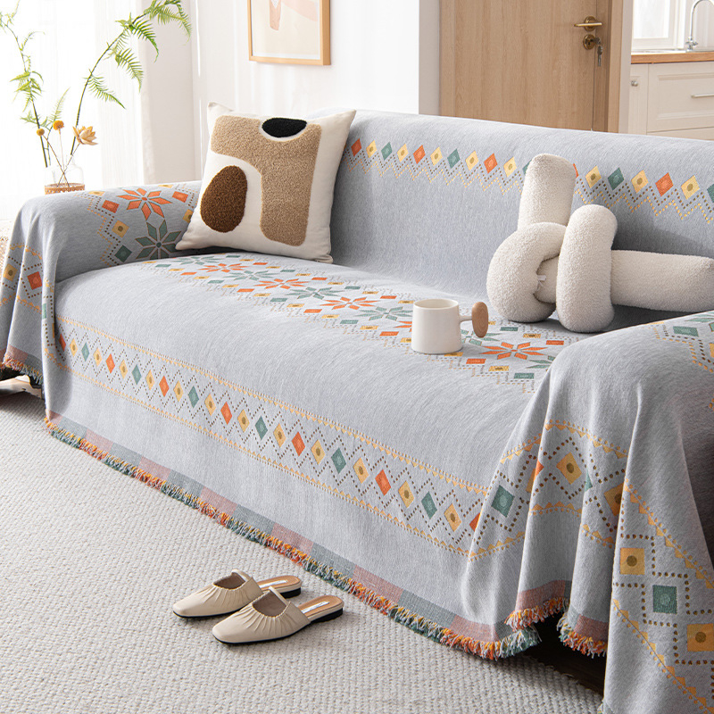 Универсален калъф за диван в кремав стил, еднокомпонентен, универсален, за четири сезона, висококачествен плат, кърпа за диван, против надраскване от котка