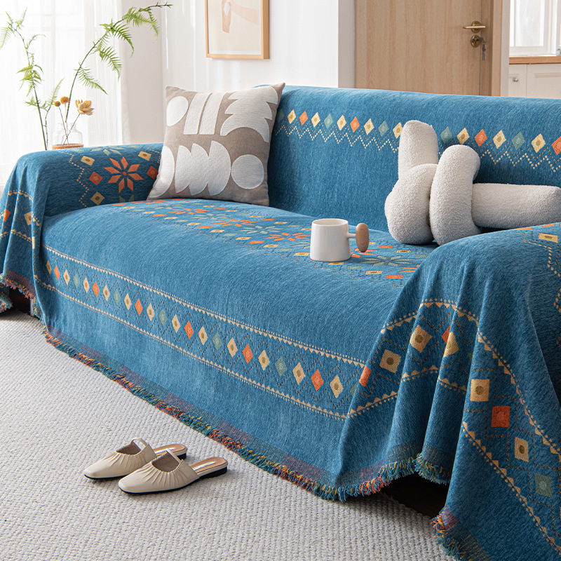 Универсален калъф за диван в кремав стил, еднокомпонентен, универсален, за четири сезона, висококачествен плат, кърпа за диван, против надраскване от котка