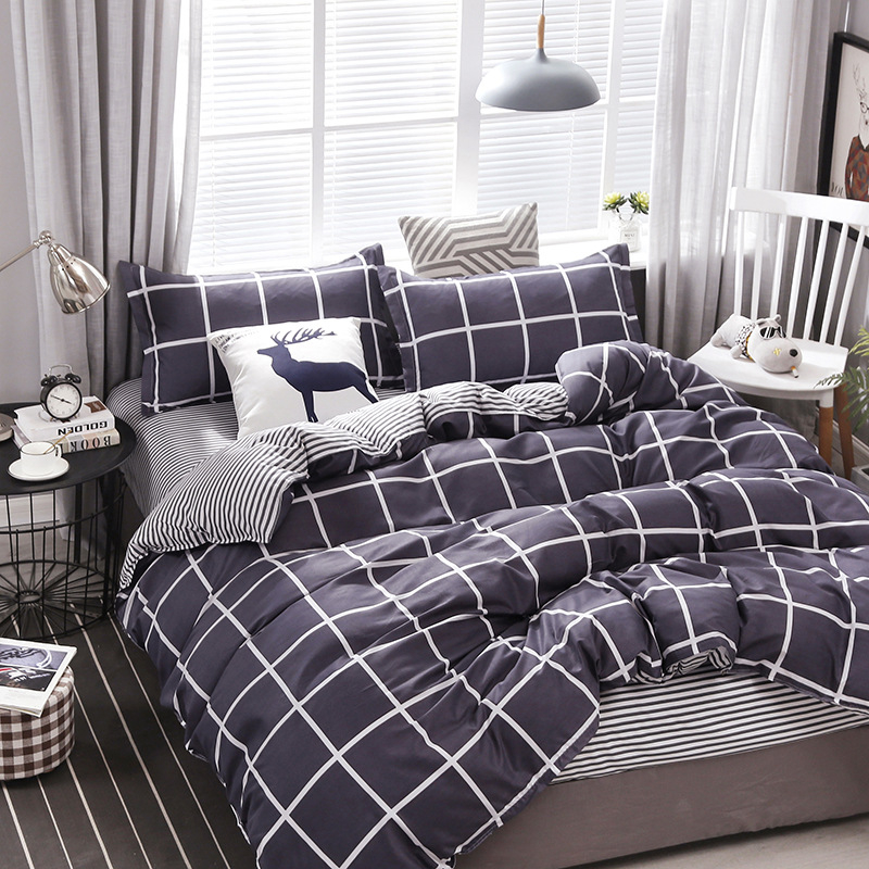 Tiesioginis gamyklinis keturių dalių skalbiamas medvilninis patalynės užvalkalas, vienviečio studento patalynė, vienos kartos plaukai