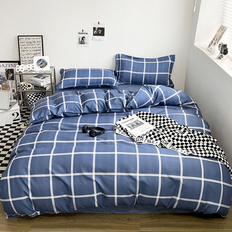 Tiesioginis gamyklinis keturių dalių skalbiamas medvilninis patalynės užvalkalas, vienviečio studento patalynė, vienos kartos plaukai