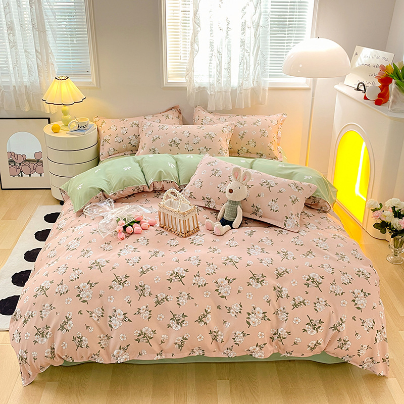 Tiesioginis gamyklinis keturių dalių skalbiamas medvilninis patalynės užvalkalas, vienviečio studento patalynė, vienos kartos plaukai