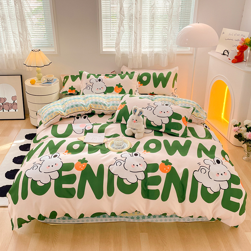 Tiesioginis gamyklinis keturių dalių skalbiamas medvilninis patalynės užvalkalas, vienviečio studento patalynė, vienos kartos plaukai