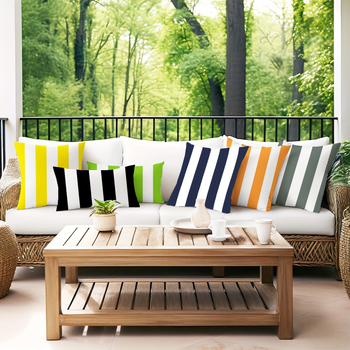 Amazon Xiyin TEMU Αδιάβροχη Μαξιλαροθήκη για Υπνοδωμάτιο με Μονόχρωμη Γεωμετρική Ρίγα για Εξωτερικούς Χώρους