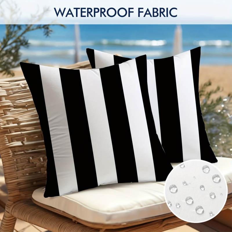 Amazon Xiyin TEMU Αδιάβροχη Μαξιλαροθήκη για Υπνοδωμάτιο με Μονόχρωμη Γεωμετρική Ρίγα για Εξωτερικούς Χώρους