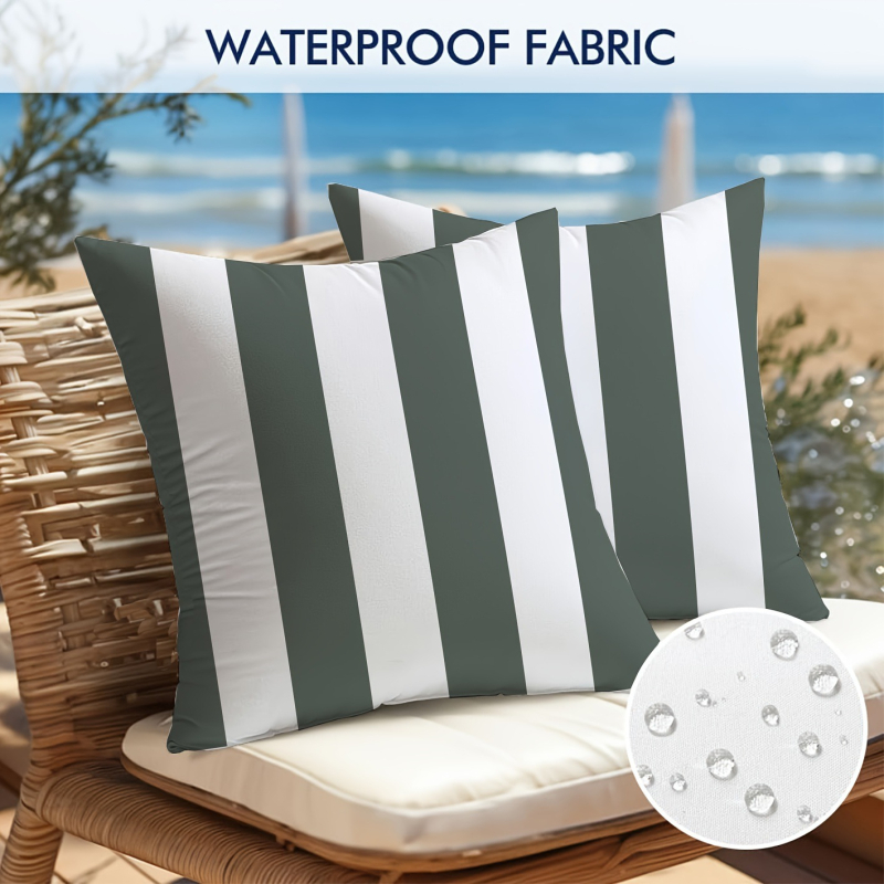 Amazon Xiyin TEMU Αδιάβροχη Μαξιλαροθήκη για Υπνοδωμάτιο με Μονόχρωμη Γεωμετρική Ρίγα για Εξωτερικούς Χώρους