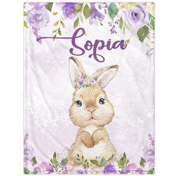 Personaalne nimega tekk armas koomiksiloomamustriga flanelltekk vastsündinu kingituseks, pehme ja mugav