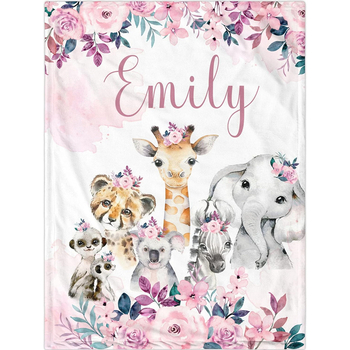 Personaalne nimega tekk armas koomiksiloomamustriga flanelltekk vastsündinu kingituseks, pehme ja mugav