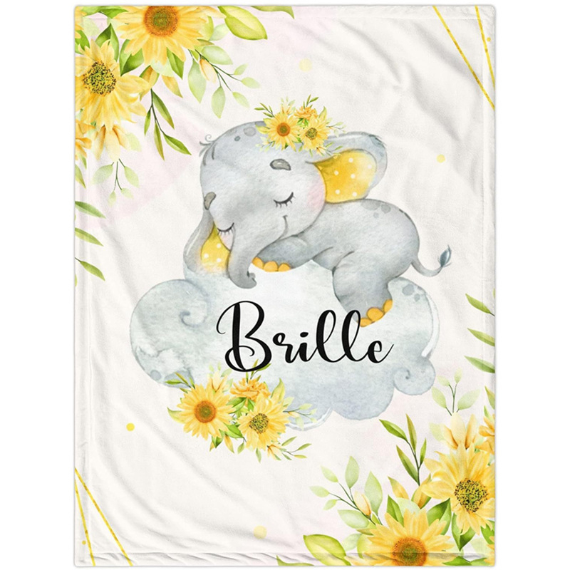 Personaalne nimega tekk armas koomiksiloomamustriga flanelltekk vastsündinu kingituseks, pehme ja mugav