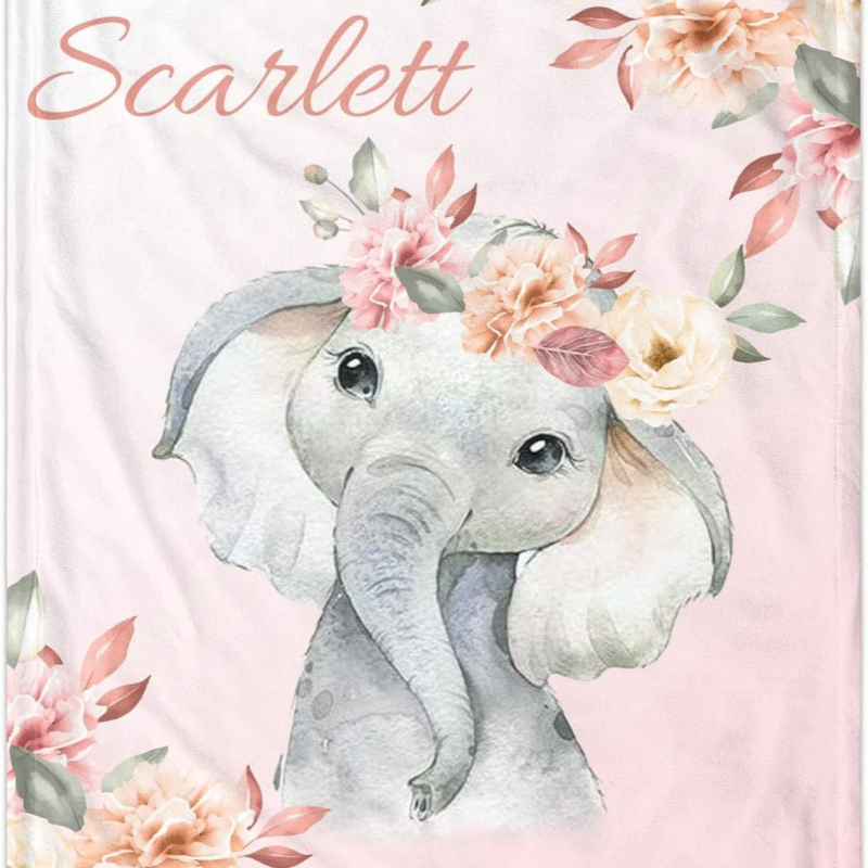 Personaalne nimega tekk armas koomiksiloomamustriga flanelltekk vastsündinu kingituseks, pehme ja mugav